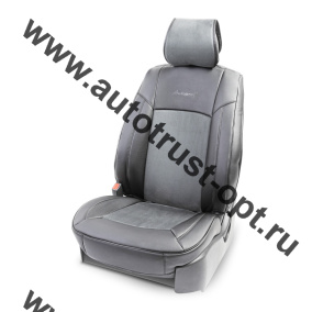 Каркасная накидка "AUTOPROFI",1 ШТ на переднее сиденье, экокожа+алькантара,HIT-310A BK/D.GY