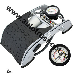 Насос ножной двухцилиндровый Autostandart HiTech с манометром, 55х120 мм (107071)