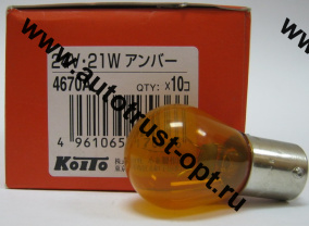 А 24V 21W S25 "Koito" (4670A) оранж.
