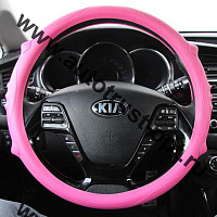 AUTOPILOT Оплетка на руль силикон Модель №4 (M 35-40,  цвет Розовый)
